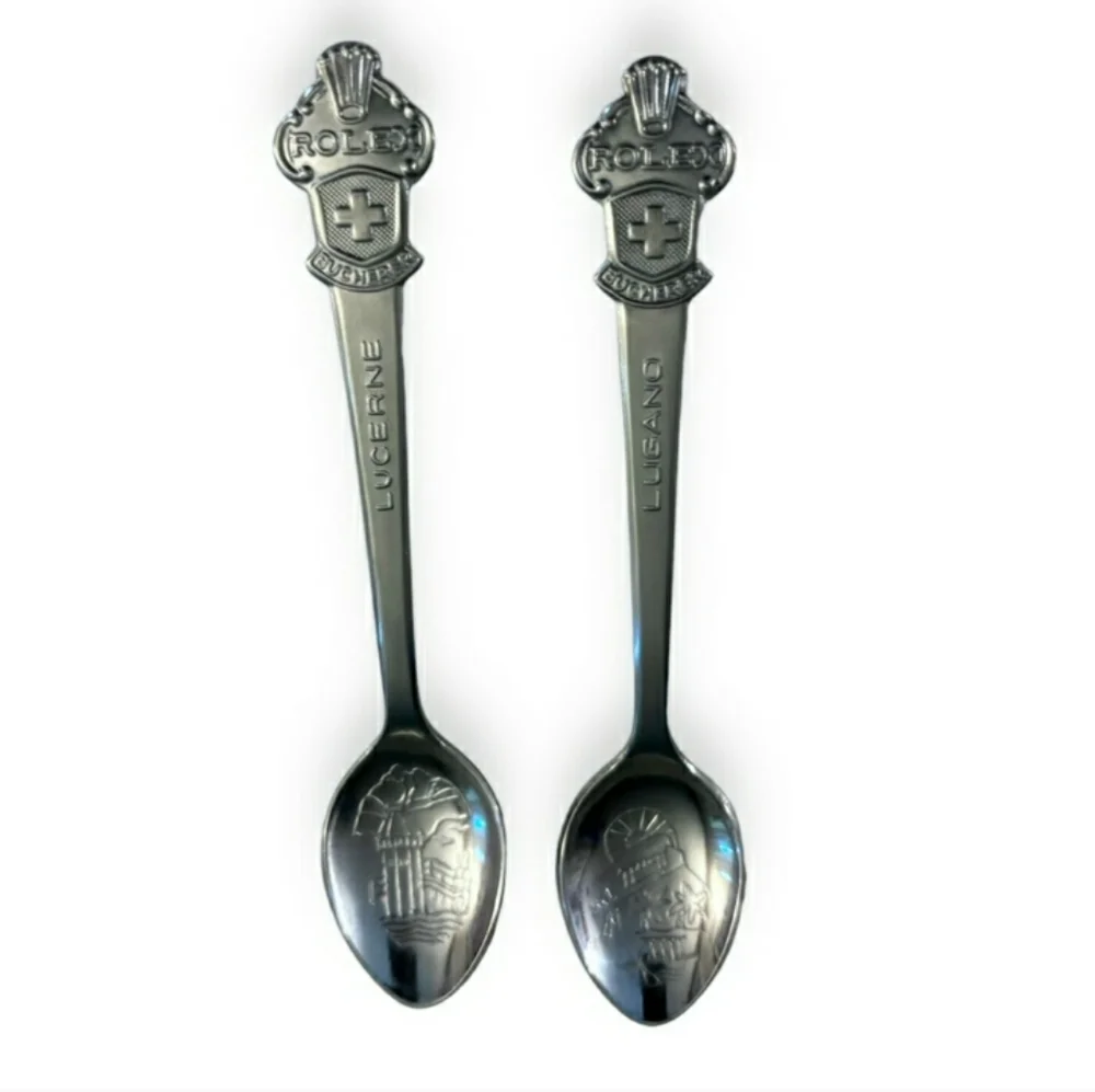 ROLEX Collectible Demi-Tasse Spoons Stainless Steel Set of 2